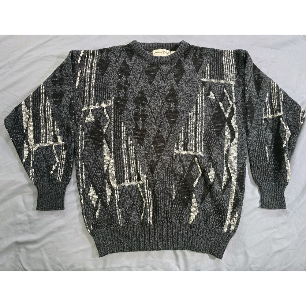 Michael‎ Gerald Men's Vintage Knit Sweater Multi-Colored Striped, Size Large